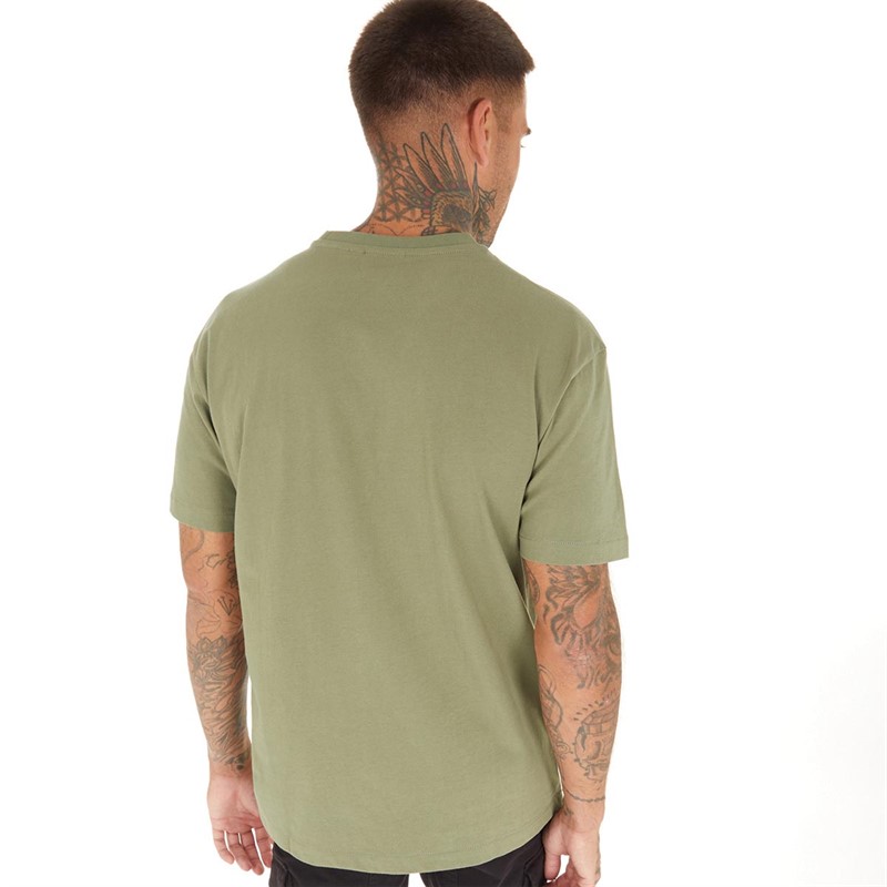 Napapijri Mens Box Logo 3 T-Shirt Green Lichen