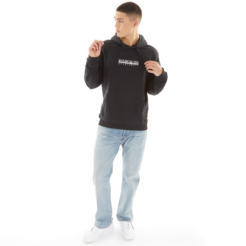 Napapijri Mens Box Logo Hoodie Black