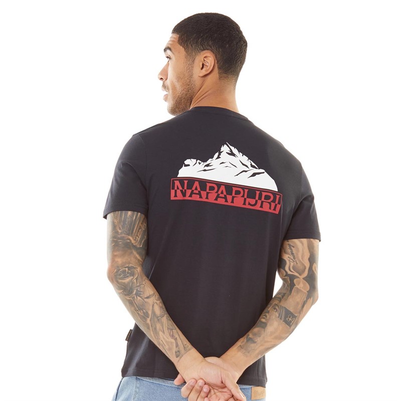 Napapijri Mens Sondi Mountain Back Graphic T-Shirt Black
