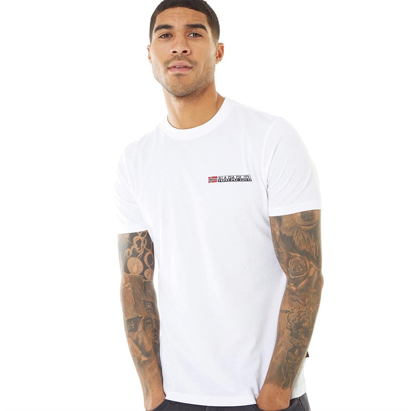 Napapijri Mens Sondi Mountain Back Graphic T-Shirt White