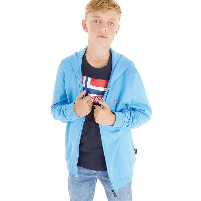 Buy Napapijri Boys Balis Full Zip Hoodie Blue Azure