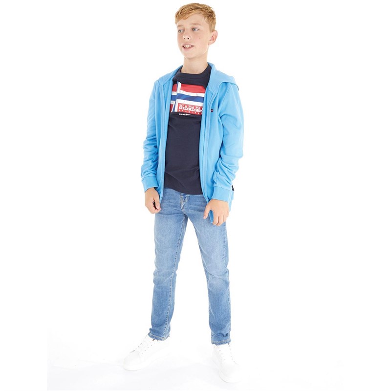 Buy Napapijri Boys Balis Full Zip Hoodie Blue Azure