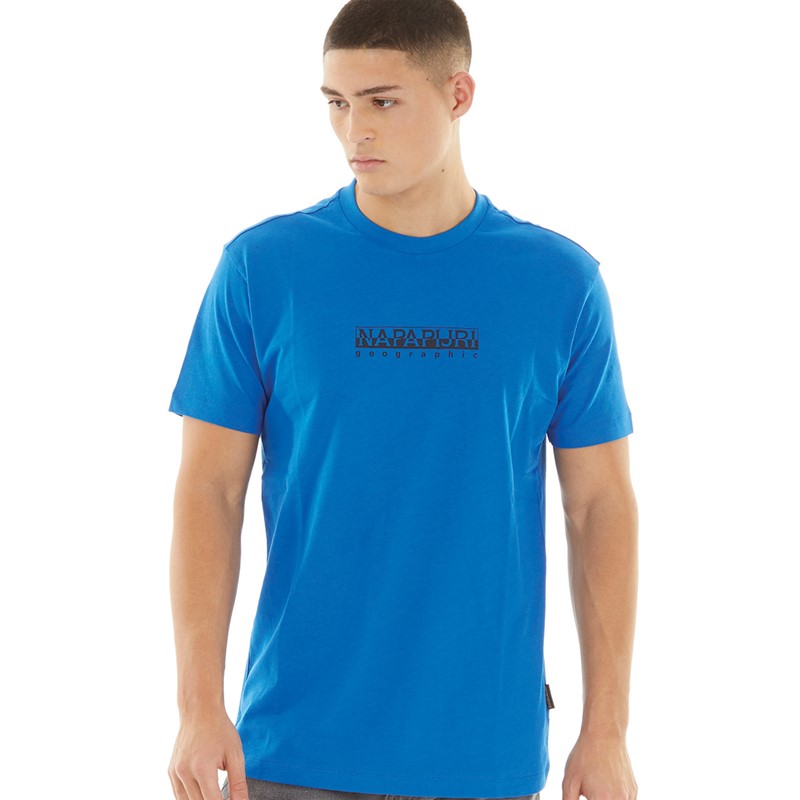 Napapijri Mens Box Logo T-Shirt Blue Lapis