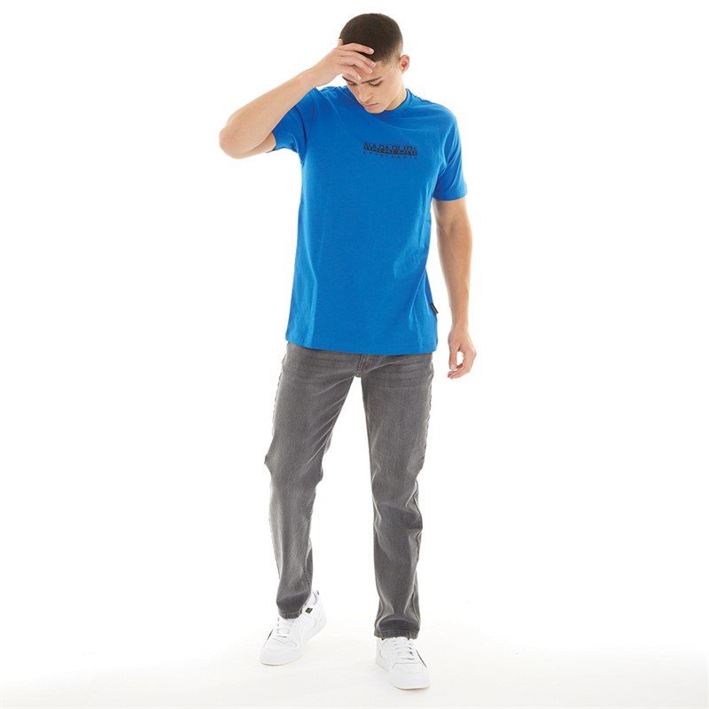 Napapijri Mens Box Logo T-Shirt Blue Lapis