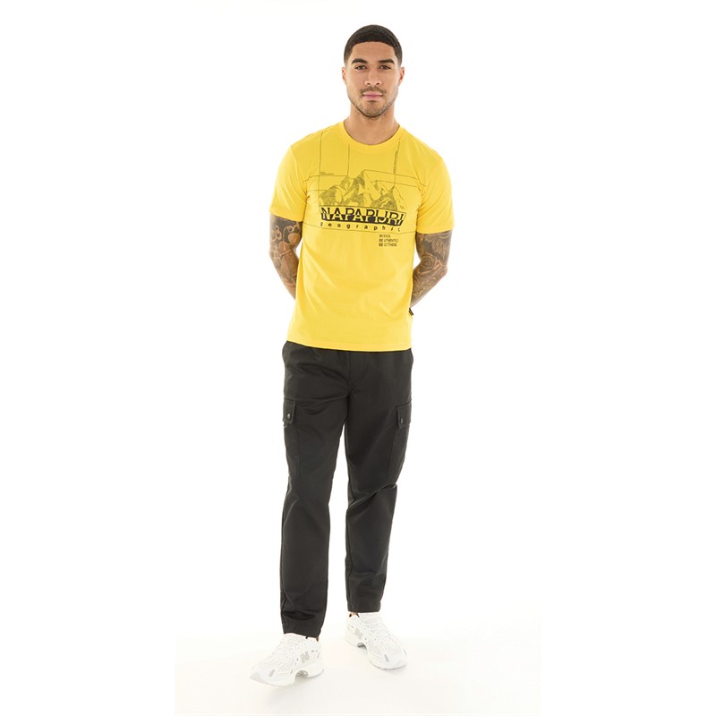 Napapijri Mens Frame Logo T-Shirt Yellow Visible