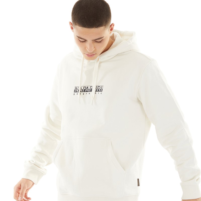 Napapijri Mens Box Logo Hoodie Whisper White