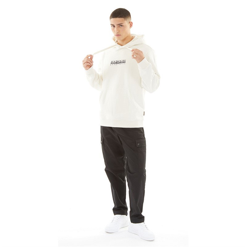 Napapijri Mens Box Logo Hoodie Whisper White