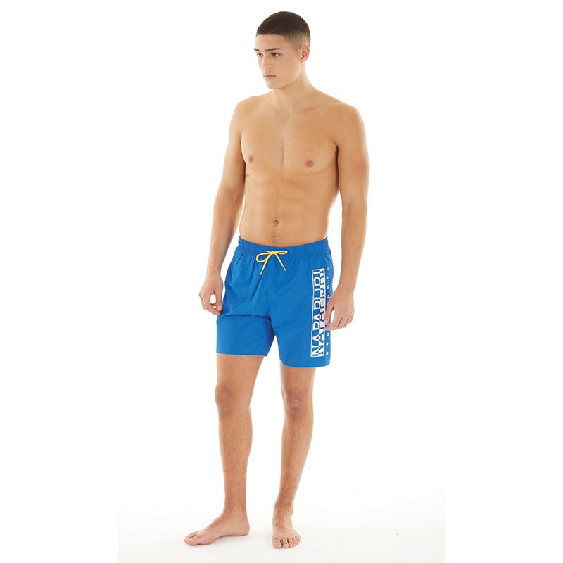 Napapijri Mens Box Logo Swim Shorts Blue Lapis