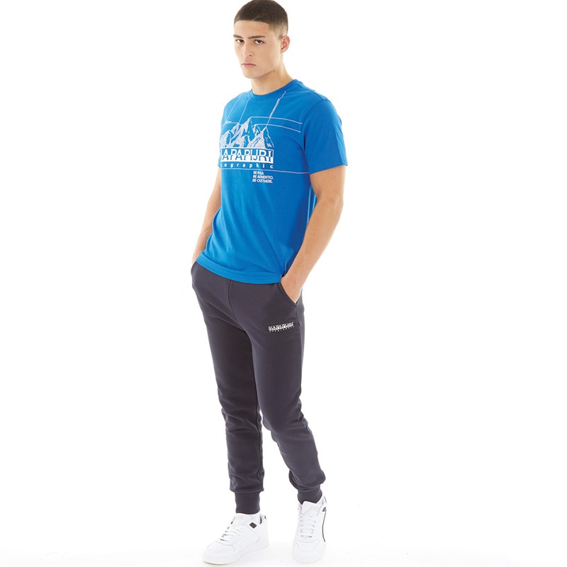 Napapijri Mens Frame Logo T-Shirt Blue Lapis