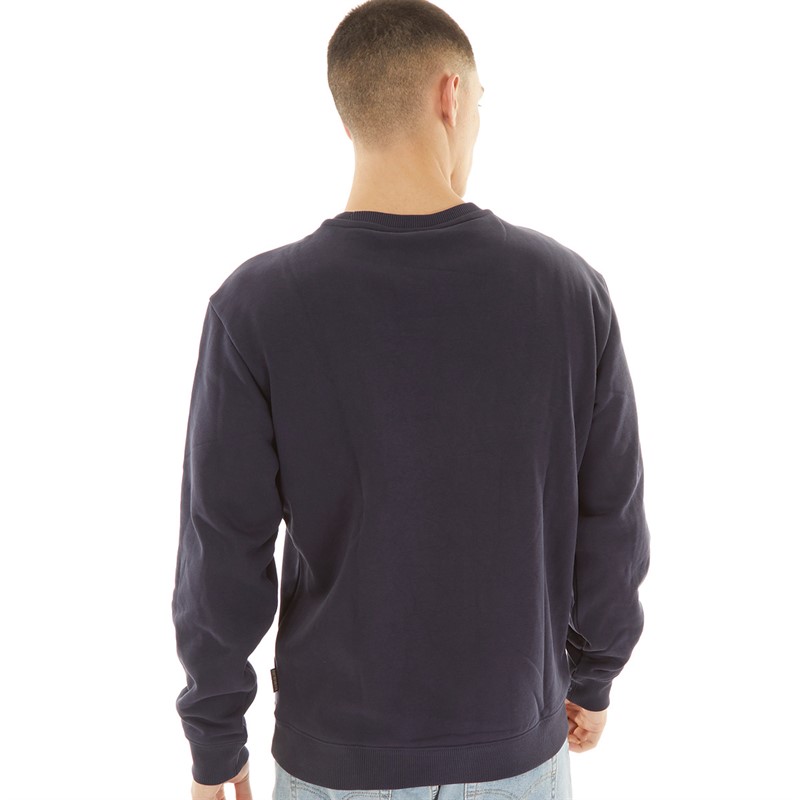 Napapijri Mens Box Logo Crew Neck Sweatshirt Blue Marine