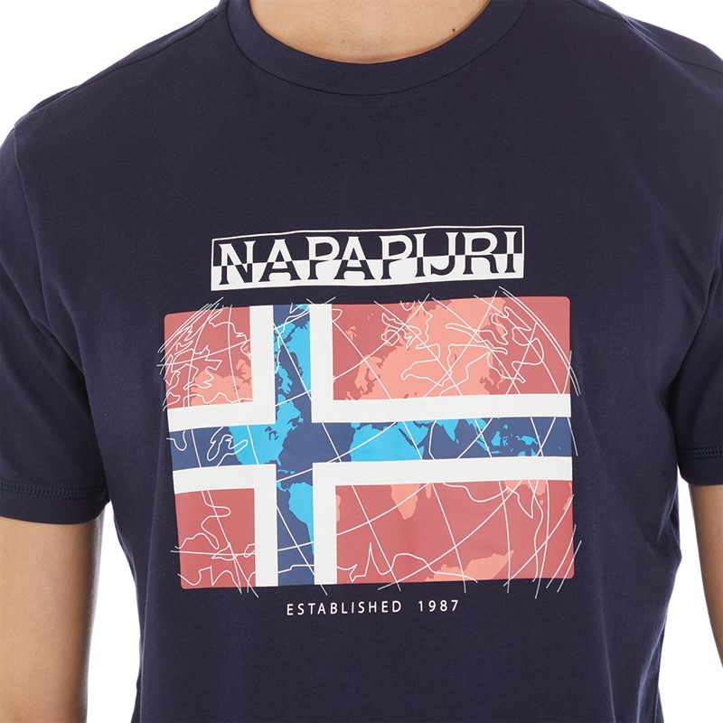 Napapijri Mens Guiro Flag T-Shirt Blue Marine