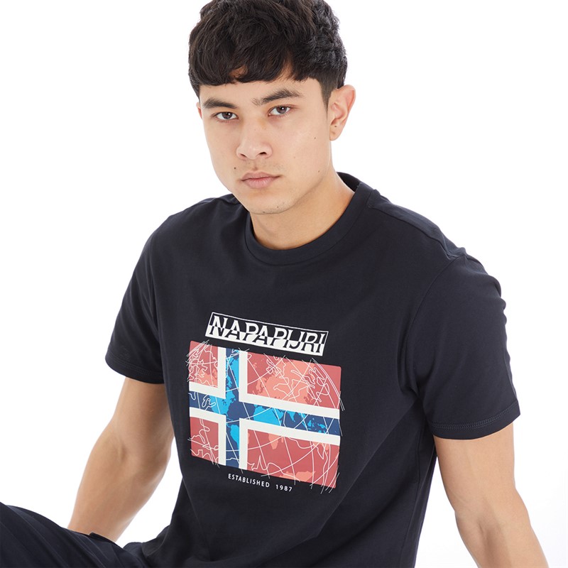 Napapijri Mens Guiro Flag T Shirt Black