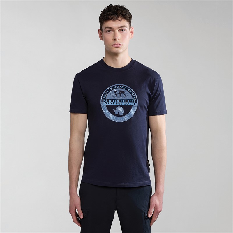 Napapijri Mens Bollo Graphic T-Shirt Blue Marine