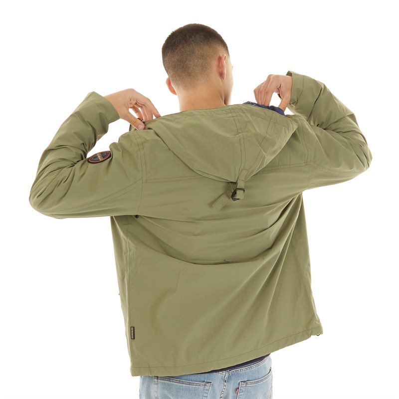Napapijri Mens Rainforest Ripstop Full Zip Anorak Jacket Green Lichen