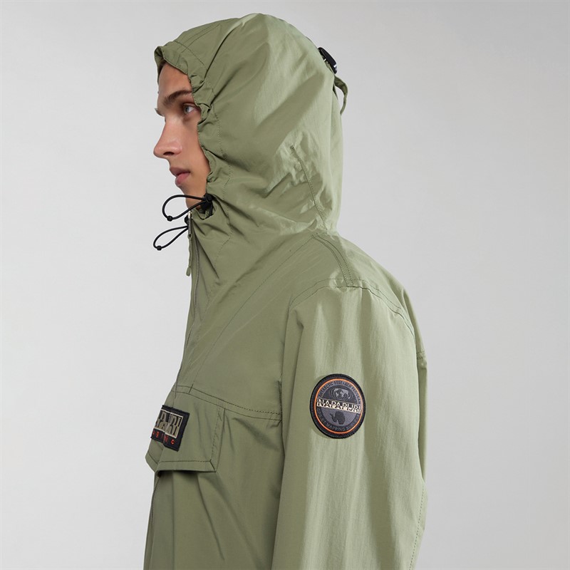 Napapijri Mens Rainforest Ripstop Full Zip Anorak Jacket Green Lichen