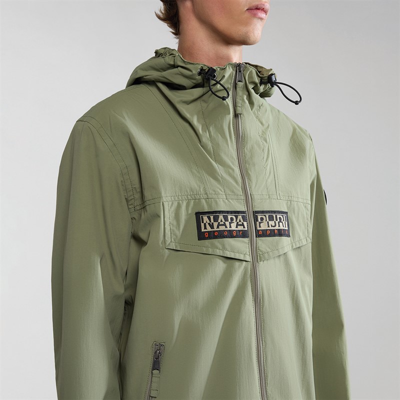 Napapijri Mens Rainforest Ripstop Full Zip Anorak Jacket Green Lichen