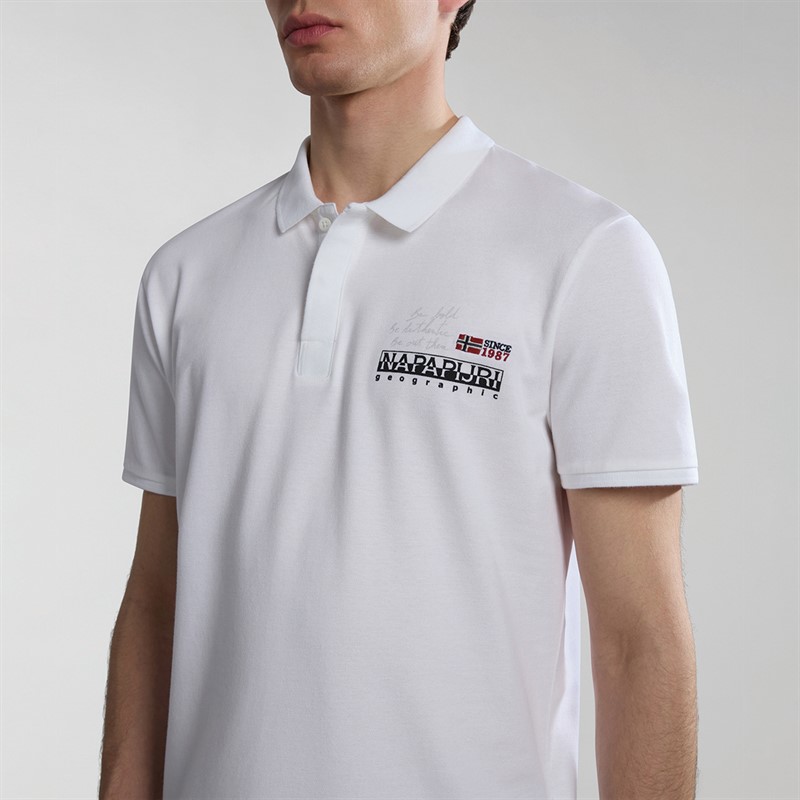 Napapijri Mens Colville Polo Shirt Bright White