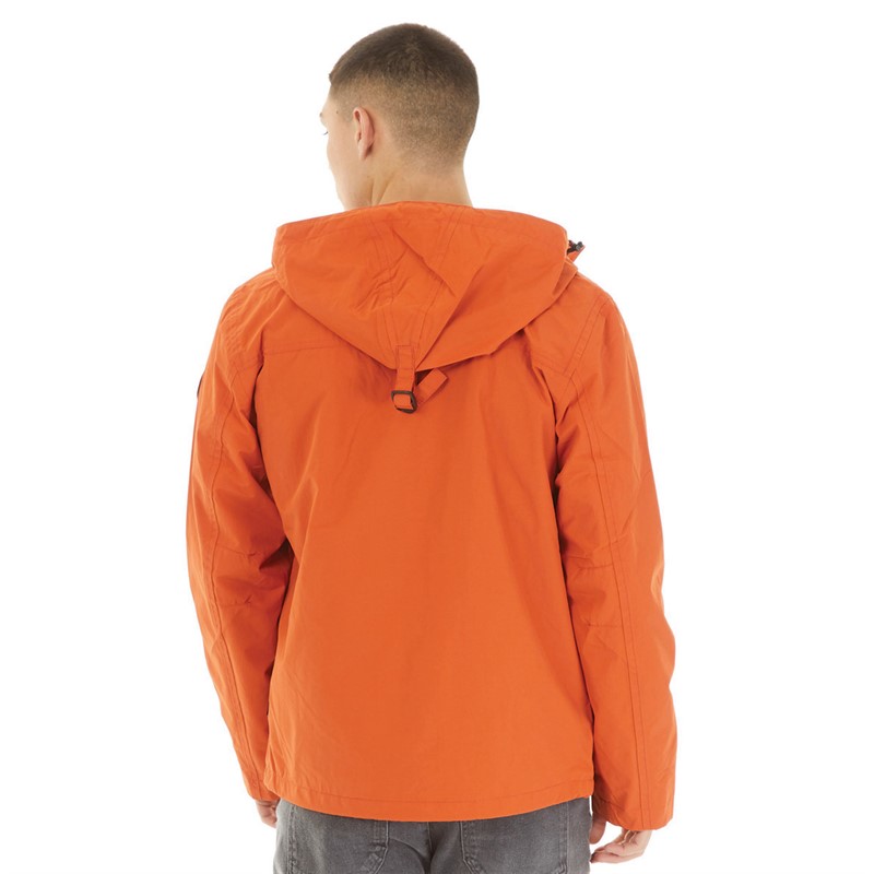 Napapijri Mens Rainforest Ripstop Full Zip Anorak Jacket Orange Burnt