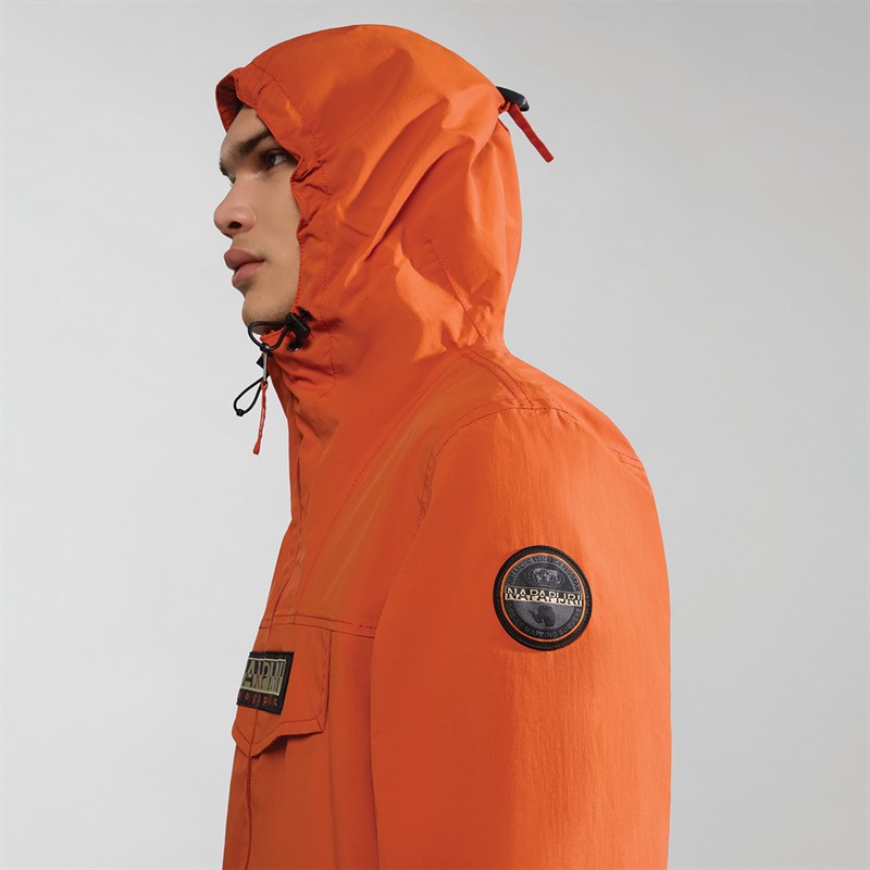 Napapijri Mens Rainforest Ripstop Full Zip Anorak Jacket Orange Burnt
