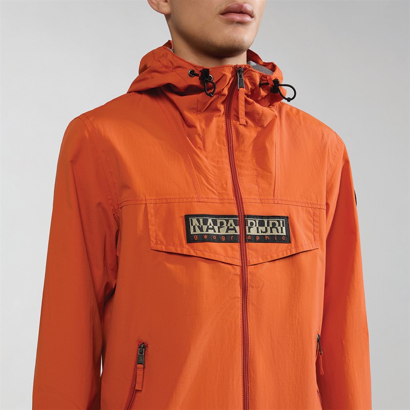 Napapijri Mens Rainforest Ripstop Full Zip Anorak Jacket Orange Burnt