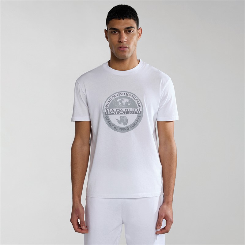 Napapijri Mens Bollo Graphic T-Shirt Bright White