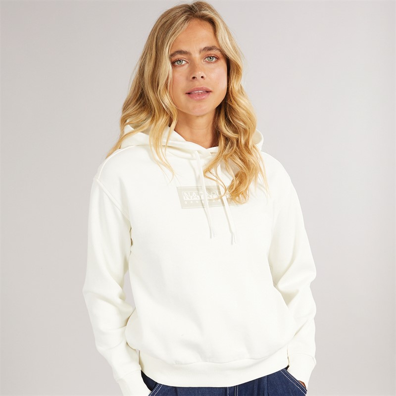 Napapijri Womens Box Logo Hoodie White Heron