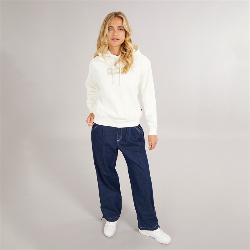 Napapijri Womens Box Logo Hoodie White Heron