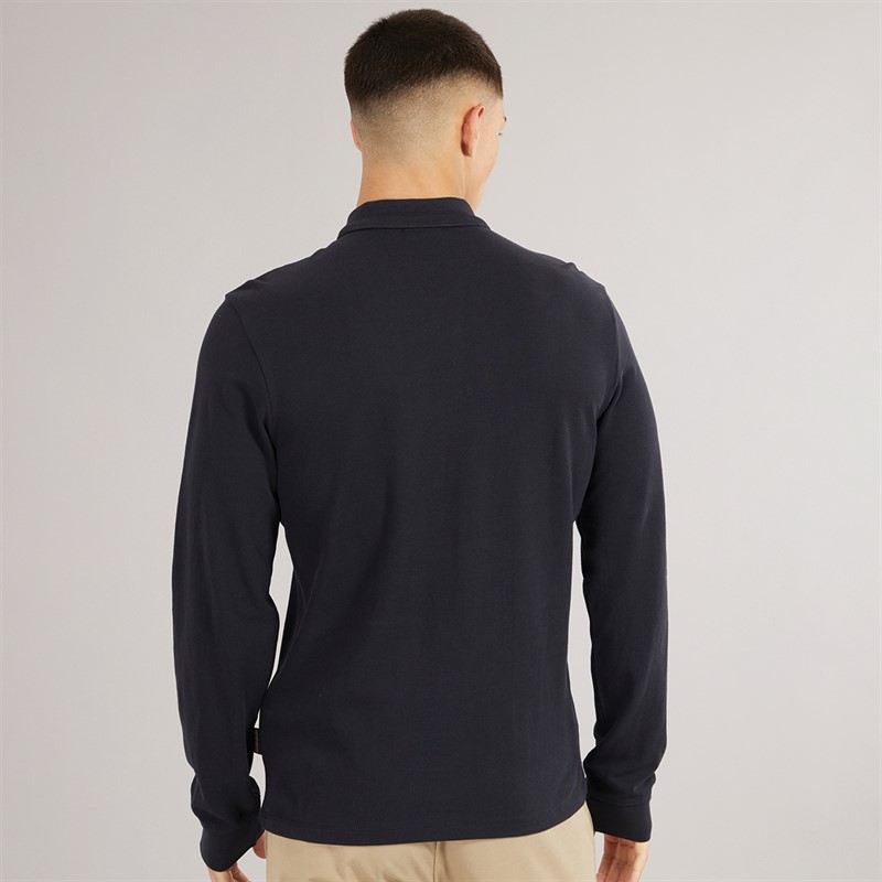 Napapijri Mens Ealis Long Sleeve Polo Shirt Black