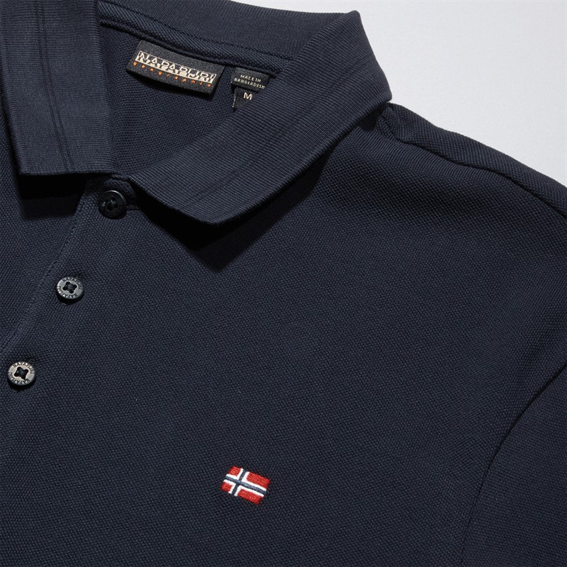 Napapijri Mens Ealis Long Sleeve Polo Shirt Black