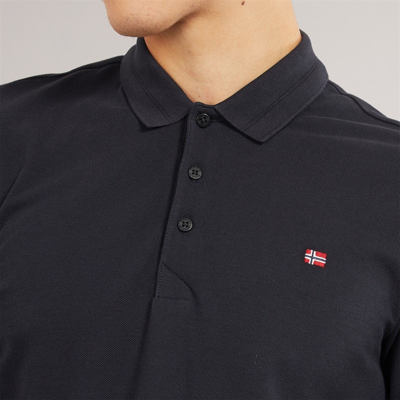 Napapijri Mens Ealis Long Sleeve Polo Shirt Black