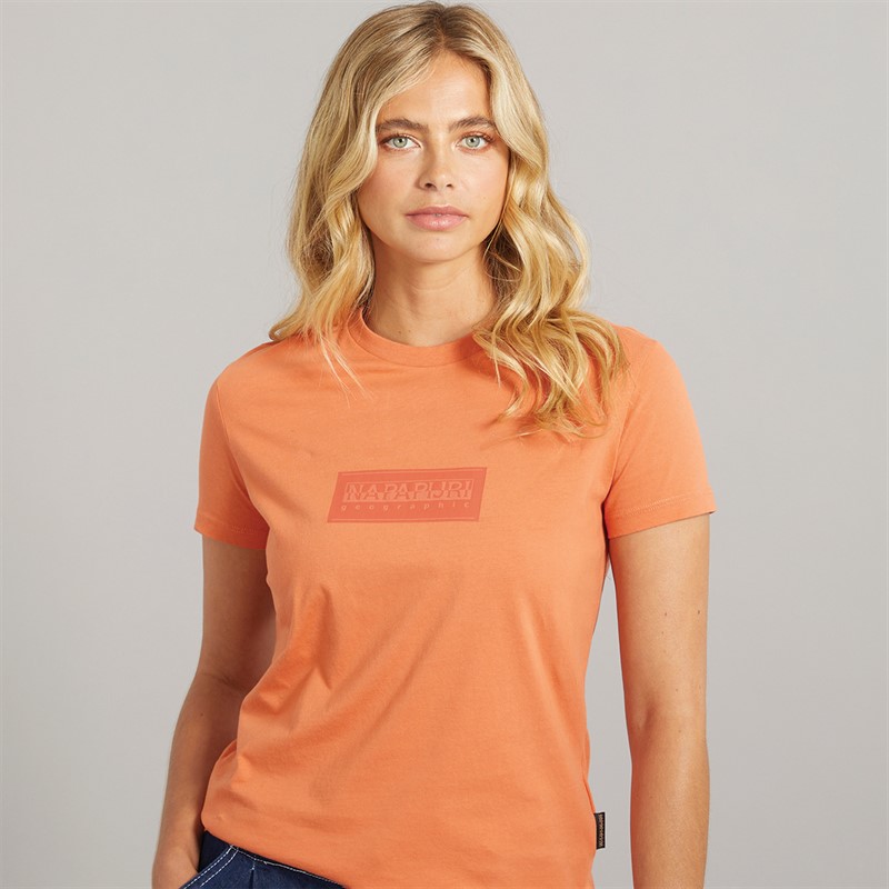 Napapijri Womens Box Logo T-Shirt Langoustino