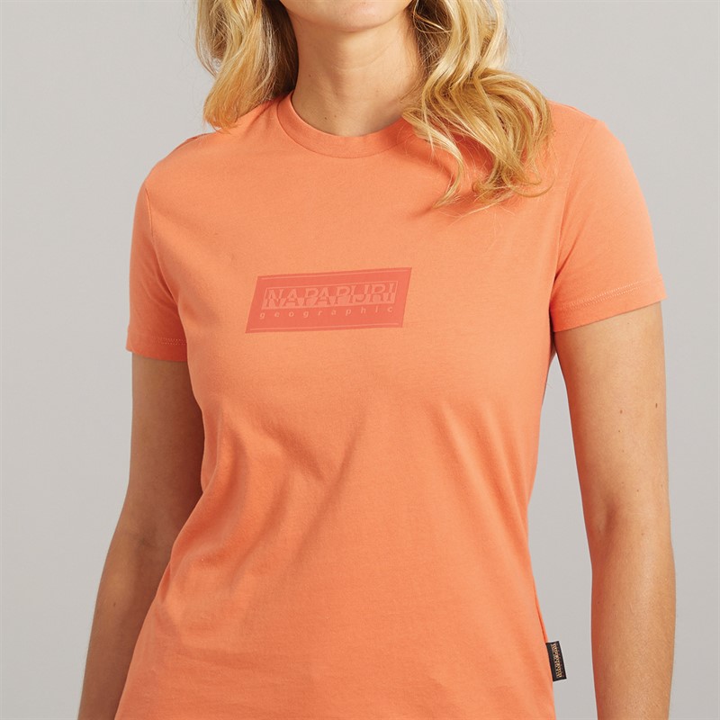 Napapijri Womens Box Logo T-Shirt Langoustino