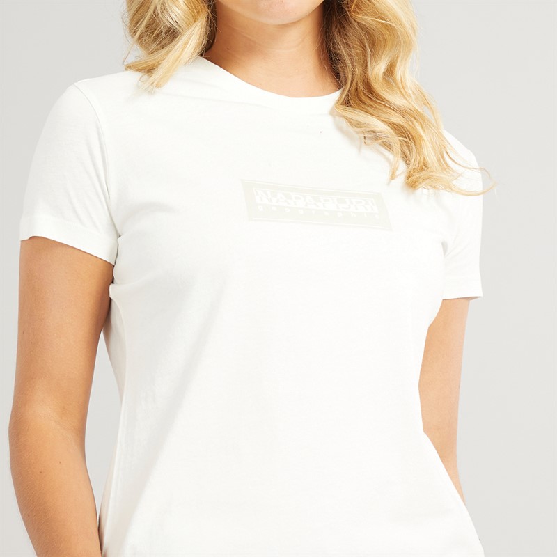 Napapijri Womens Box Logo T-Shirt White Heron