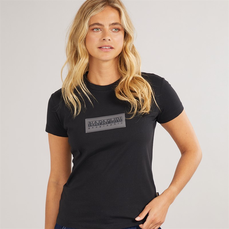 Napapijri Womens Box Logo T-Shirt Black