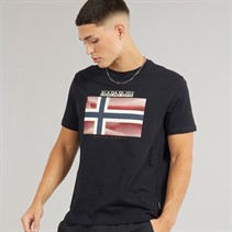 Napapijri Mens Lari Flag Logo T-Shirt Black Beauty