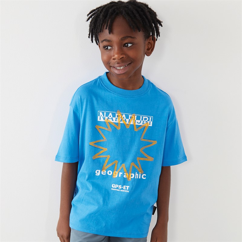 Napapijri Boys Sella Graphic T-Shirt French Blue - Size 6Y
