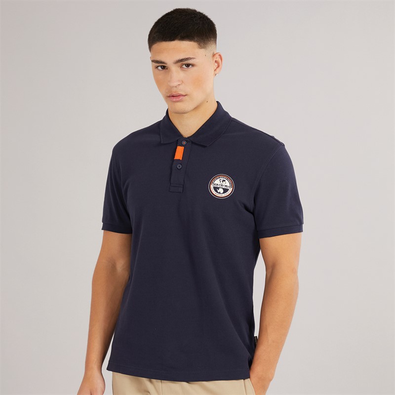 Napapijri Mens Clanis Polo Shirt Blu Marine pique - Size M