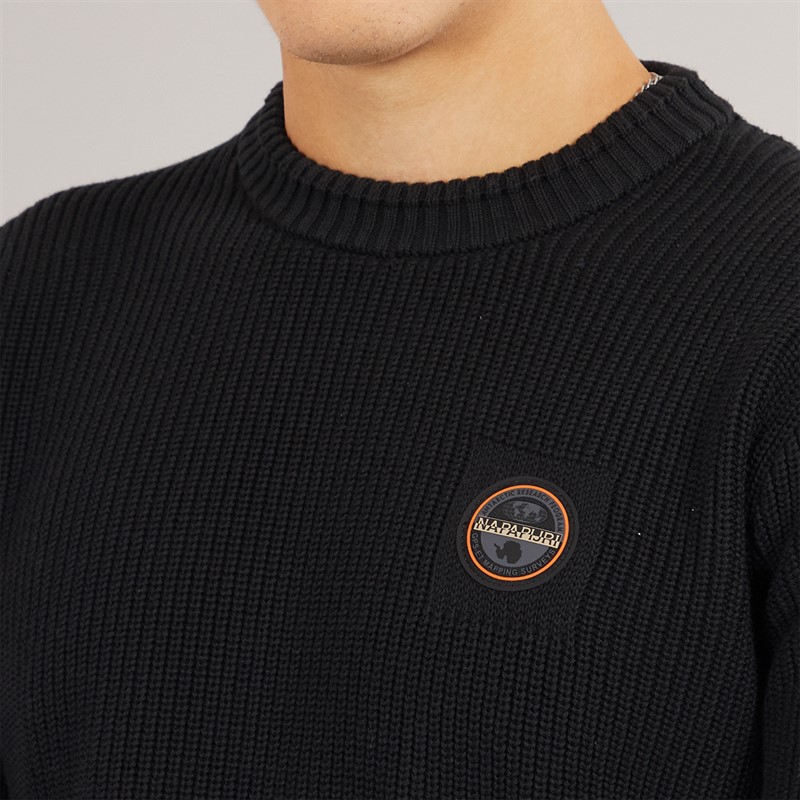 Napapijri Mens Prado Ribbed Knitted Crew Neck Jumper Black Beauty