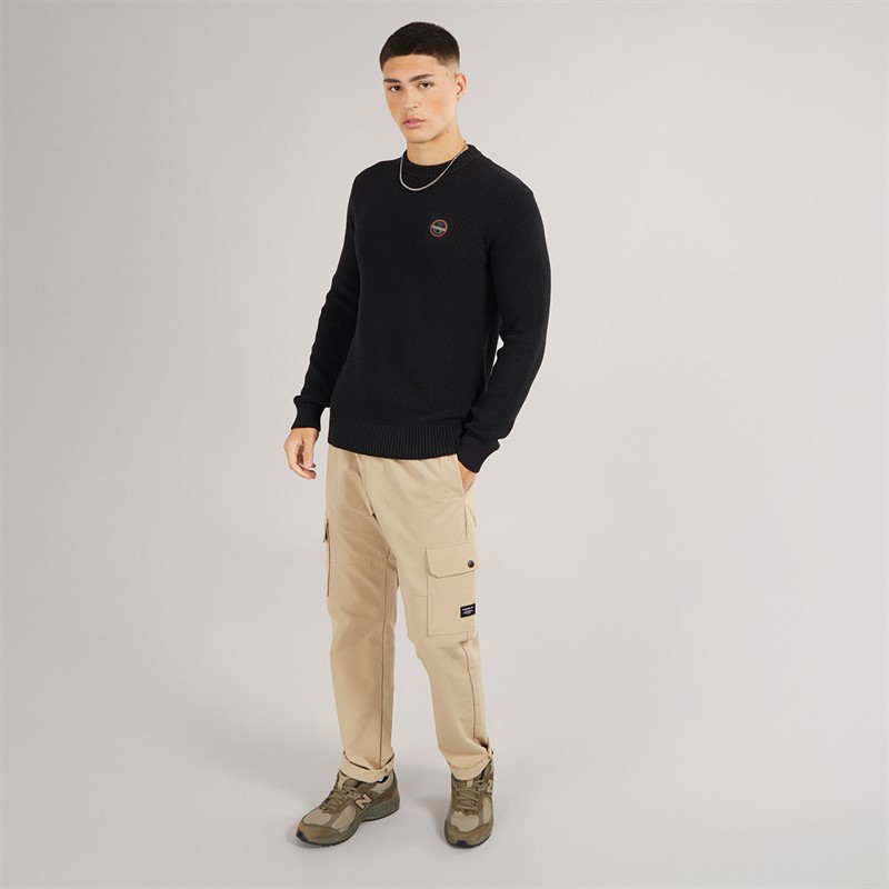 Napapijri Mens Prado Ribbed Knitted Crew Neck Jumper Black Beauty