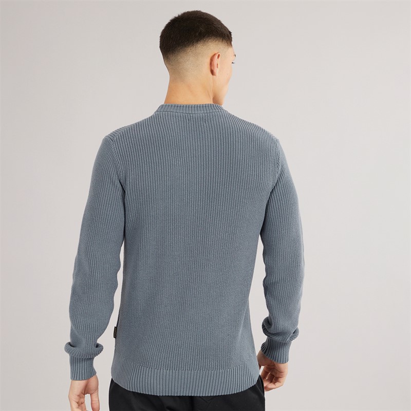 Napapijri Mens Prado Ribbed Knitted Crew Neck Jumper Stormy Weat
