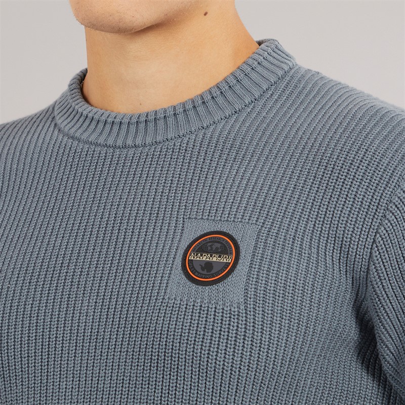 Napapijri Mens Prado Ribbed Knitted Crew Neck Jumper Stormy Weat