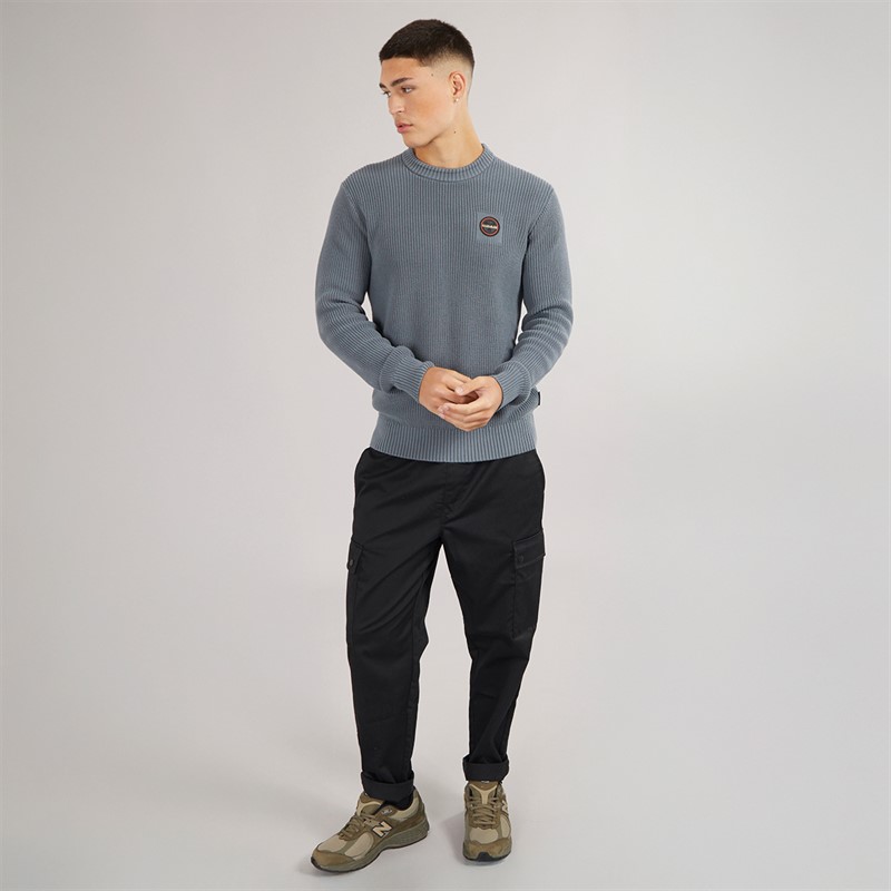Napapijri Mens Prado Ribbed Knitted Crew Neck Jumper Stormy Weat