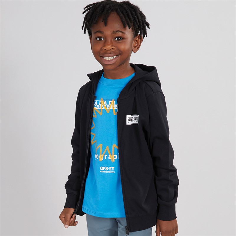 Napapijri Boys Chamois Box Logo Full Zip Hoodie Black