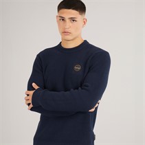 Napapijri Mens Prado Ribbed Knitted Crew Neck Jumper Blue Marine