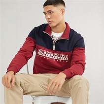Napapijri Mens Saturnia Half Zip Sweatshirt Tibetan Red