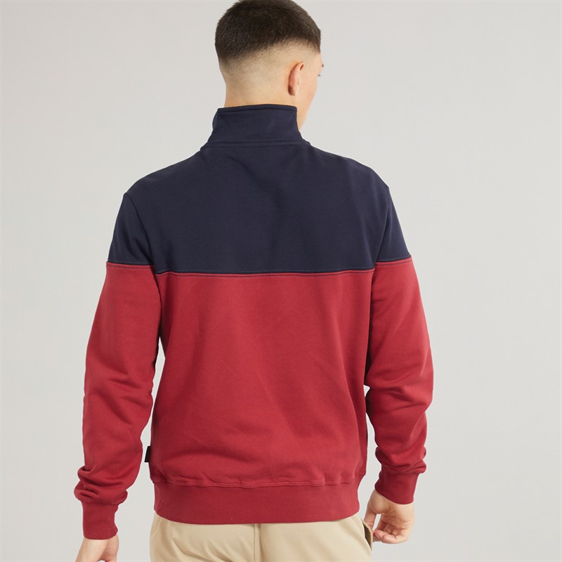 Napapijri Mens Saturnia Half Zip Sweatshirt Tibetan Red