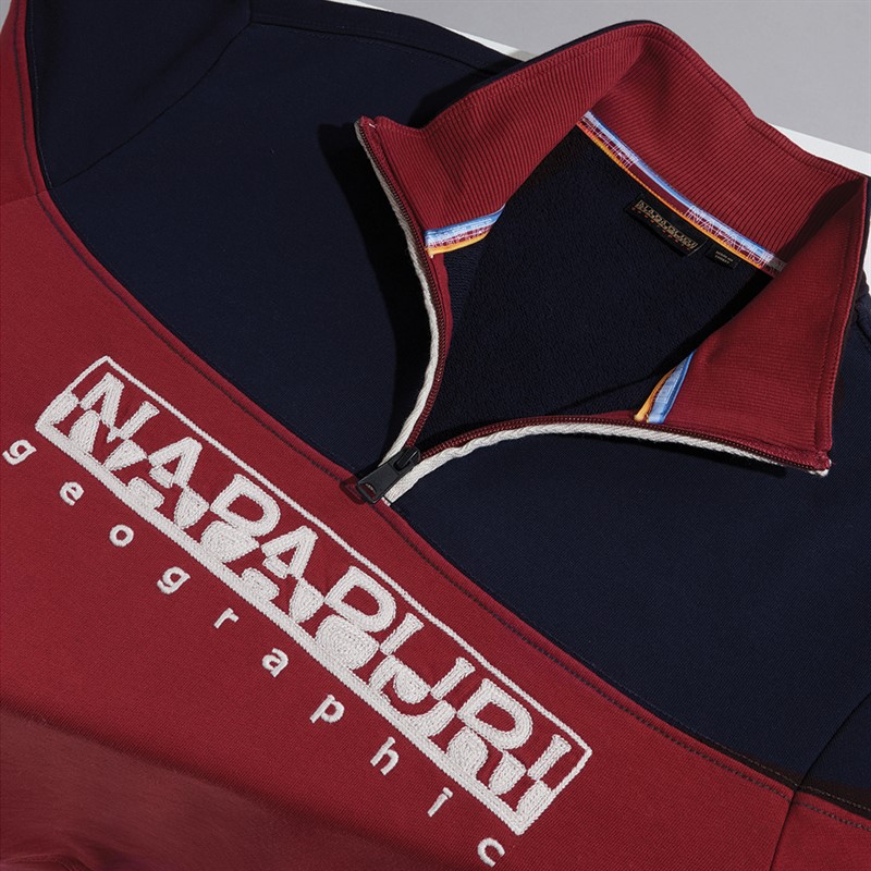 Napapijri Mens Saturnia Half Zip Sweatshirt Tibetan Red