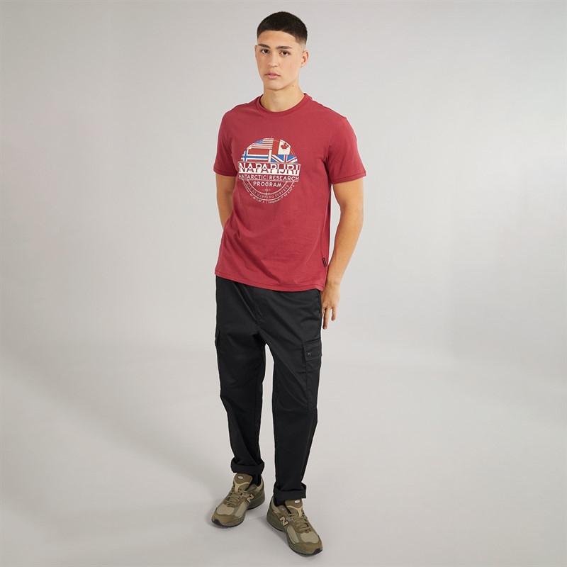 Napapijri Mens Turin Graphic Logo T-Shirt Tibetan Red