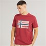 Napapijri Mens Lari Flag Logo T-Shirt Tibetan Red
