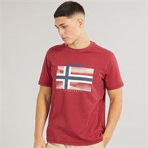 Napapijri Mens Lari Flag Logo T-Shirt Tibetan Red